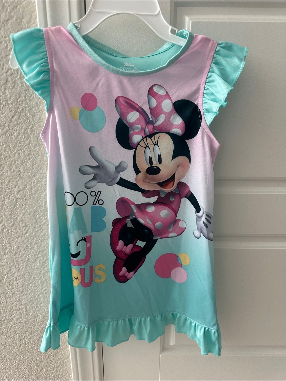 Disney Minnie Mouse Pink and Aqua Girls Nightgown